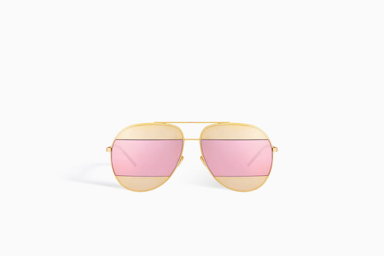 CHRISTIAN DIOR "DIORSPLIT" SUNGLASSES, GOLD-TONE AND PINK