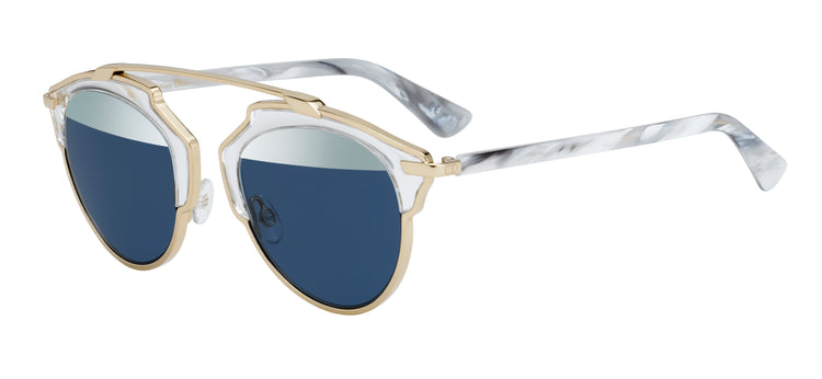 CHRISTIAN DIOR "DIORSOREAL" SUNGLASSES IN GOLD AND BLUE